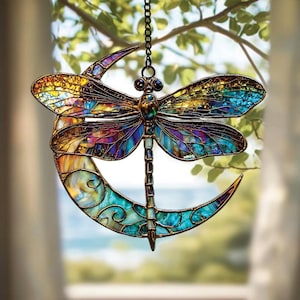 Colorful Dragonfly Suncatcher Ornament, Hanging Window Decor, Perfect Nature Lover or Memorial Gift for Home Decoration